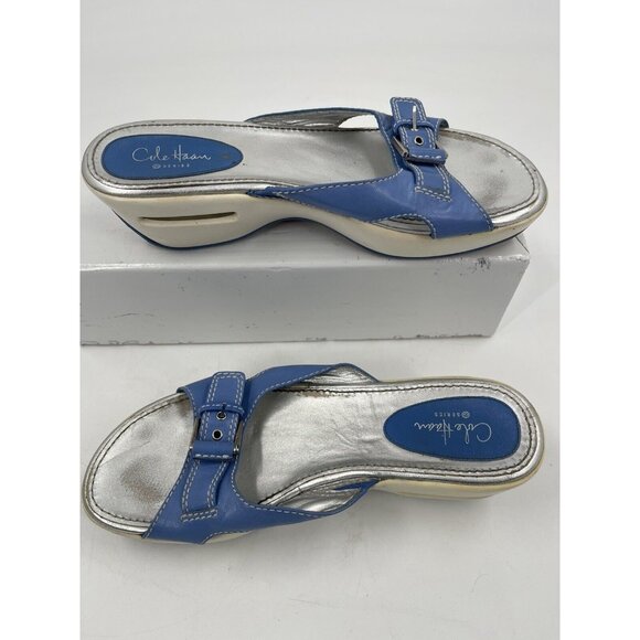 Cole Haan Blue Silver And White Sole NikeAir Wedge Buckle Size 7.5 D21967 - Picture 13 of 15